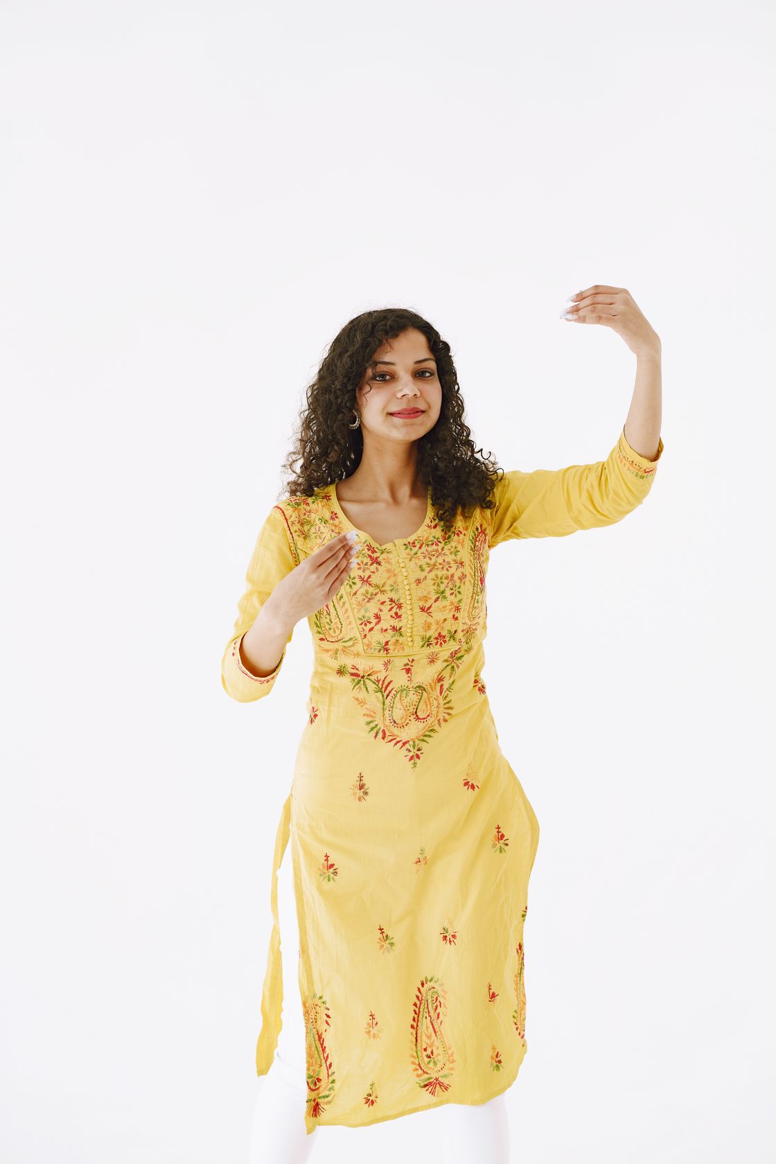 Anjali Yellow A-Line Kurti